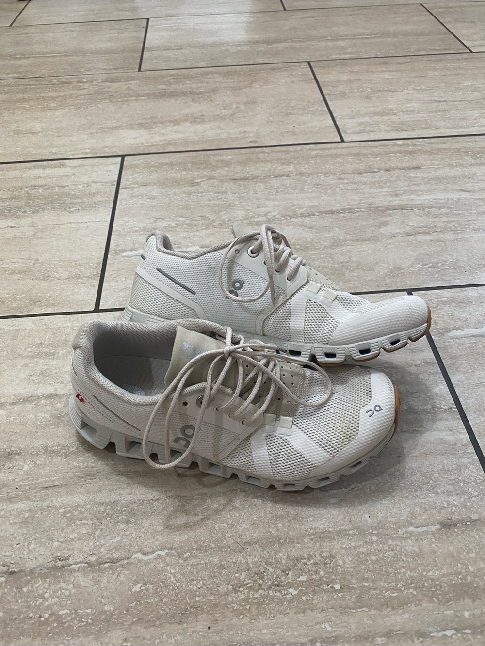 On Running Women's Athletic Shoes - White with Beige accents - Picture 5 of 11